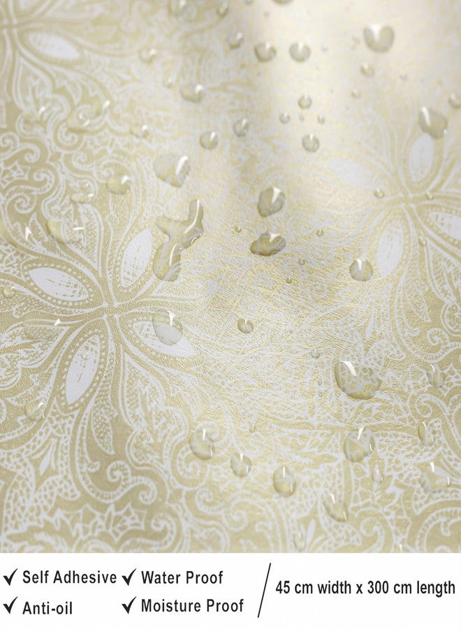 HOMEMATES Self-Adhesive Wallpaper Waterproof Old Furniture Vinyl Stickers Wooden Door Wardrobe Desktop PVC Wall Papers 45 X 304 CM- (Golden Flowers) - Image 5